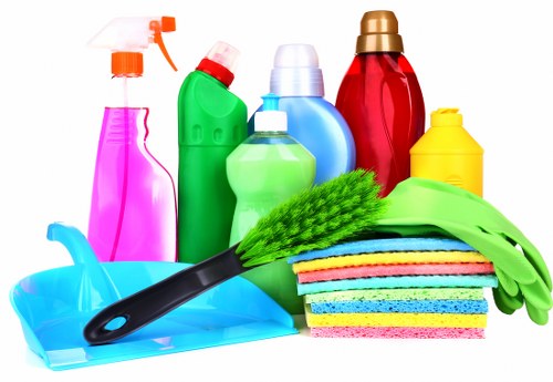 Carpet cleaning team using sustainable waste sorting practices